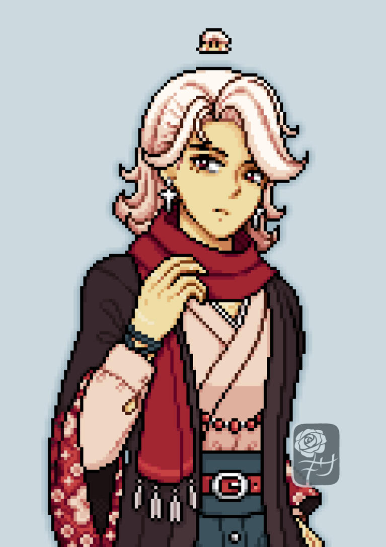 Initial Spring pixel portrait